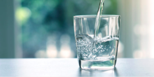 glass of water, healthy food and drink